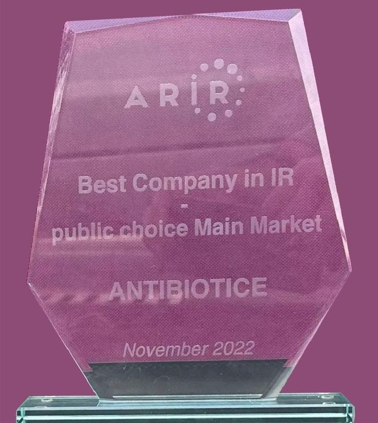 Antibiotice Iași, cea mai bună companie în comunicarea cu investitorii, în 2022