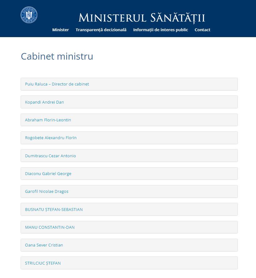 cabinet ministrul sanatatii