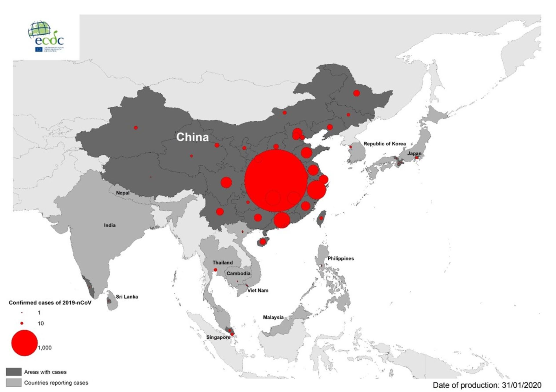 FOTO: răspândirea geografică a cazurilor de coronavirus dincolo de granițele Chinei