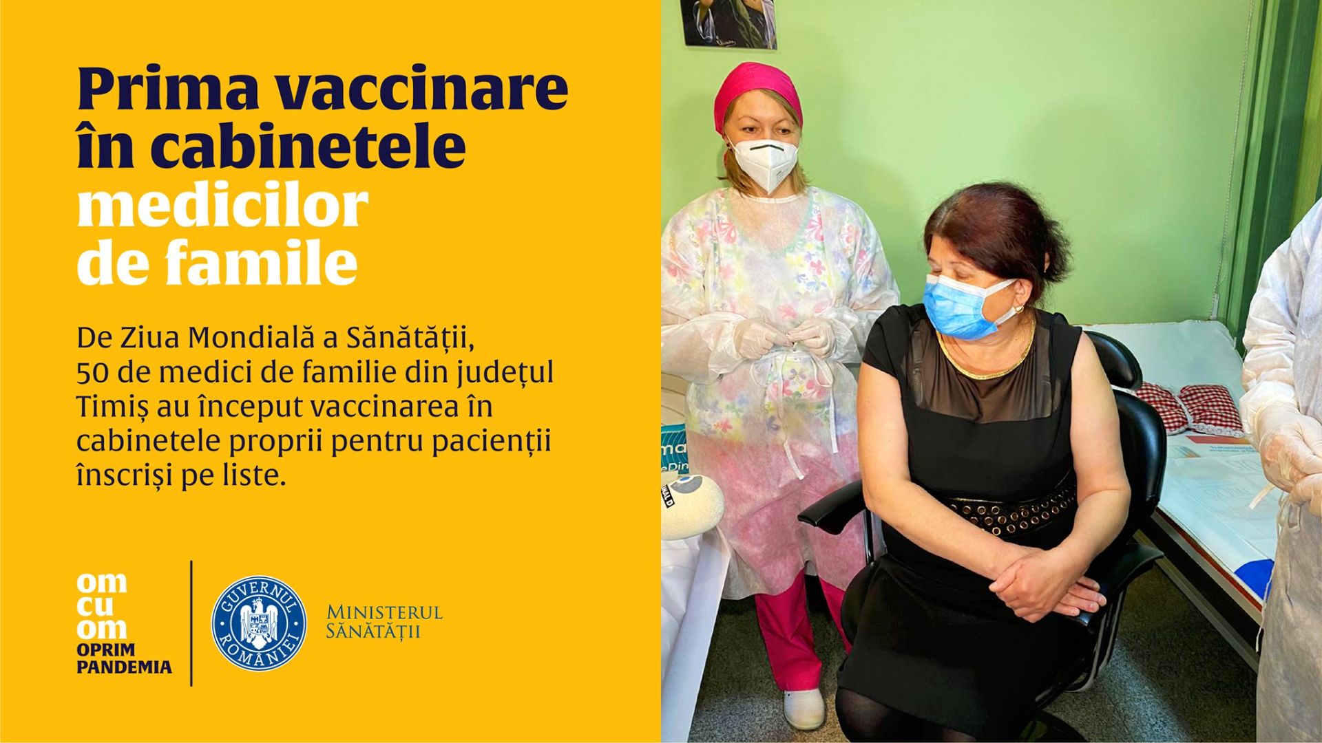 Prima persoană vaccinată împotriva COVID-19 în cabinetul unui medic de familie din România